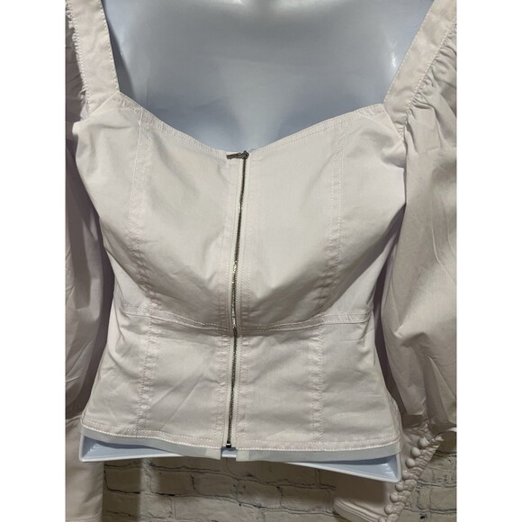 NWT Choosy White Square Neck Puff Sleeve Button Cuff Blouse Top Size Small - Picture 5 of 9